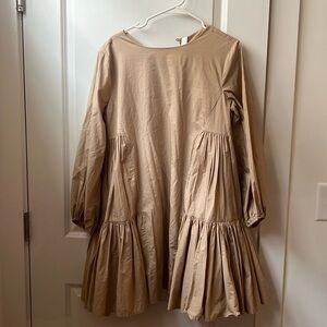 Tan Merlette baby doll swing dress w/pockets,  like new great for fall size S